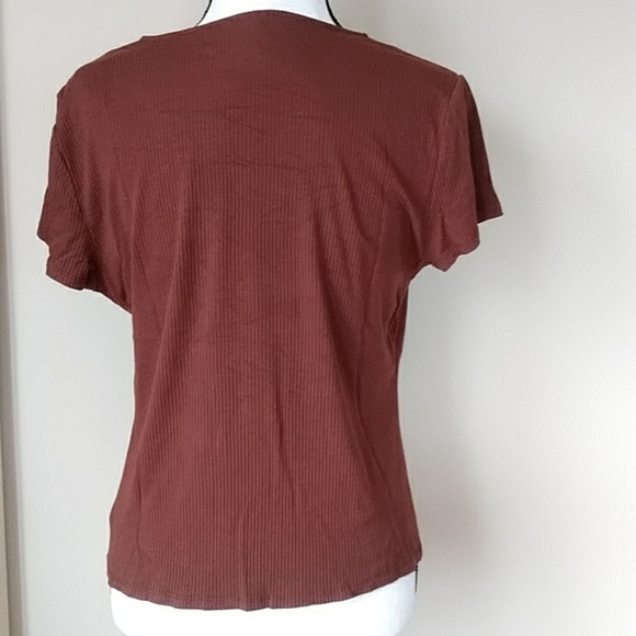 No Boundaries Peek A Boo Ribbed Look Top Junior XL (15-17) Brown - Picture 9 of 11